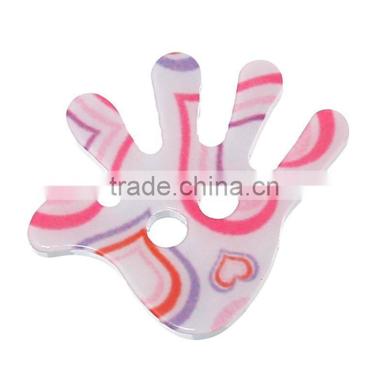 Custom 25mmx22mm Stripe Hand Two Holes Acrylic Button for Garments & Jewellry