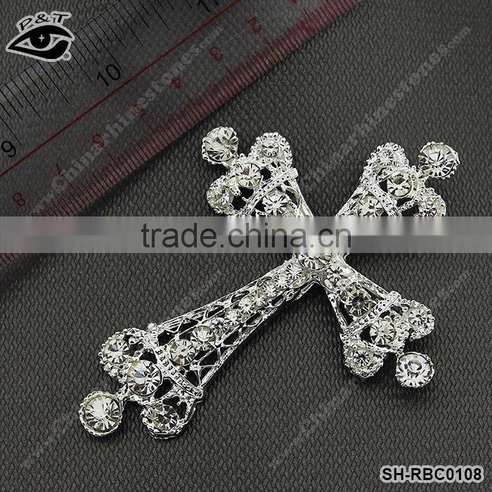2013 New design Cross design rhinestone brooch for bridal