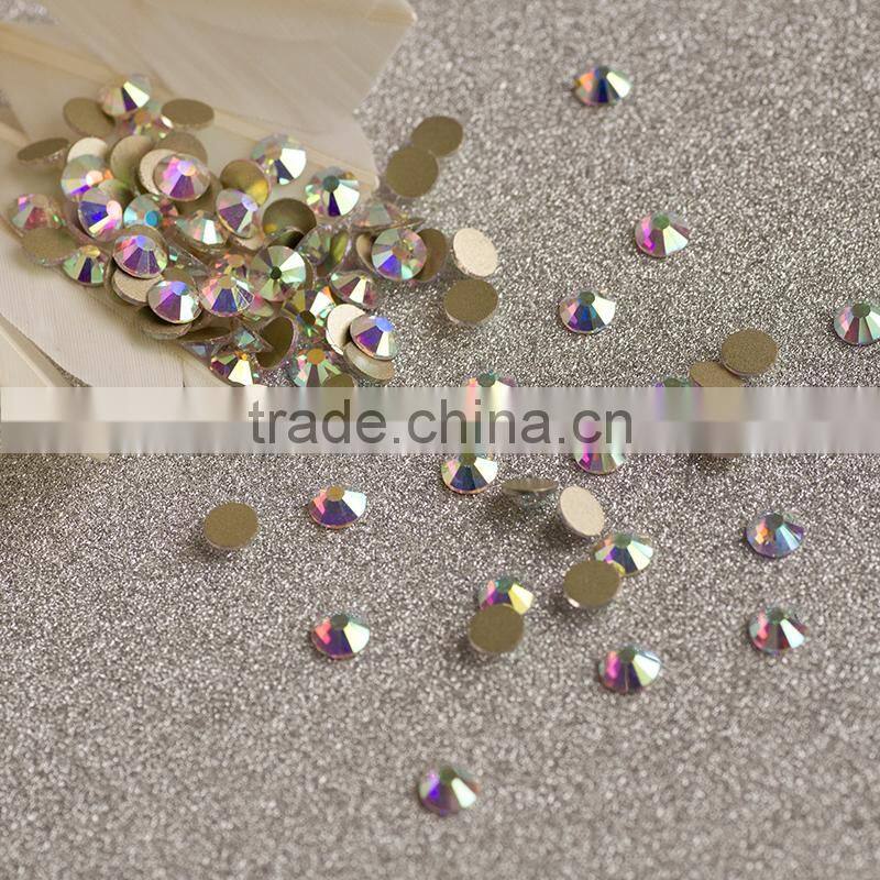 NHF 2058 crystalAB Chaton flat back glass nail rhinestones