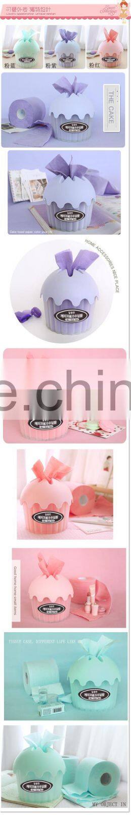 creative small mini cake shaped plastic tissue paper box holder