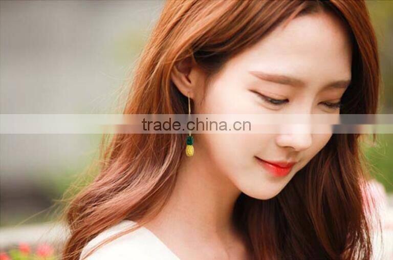 Unique Cute Pineapple Fruit Charm Fashion Earrings Chain Drop Pendant Stud Earrings Gift Earrings for Girls