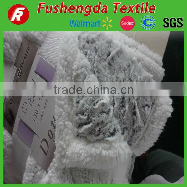 High quality blanket factory china solid color PV plush faux fur throw/mexican blanket