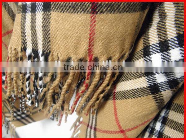 2015 top selling plaid checked winter acrylic cashmere poncho