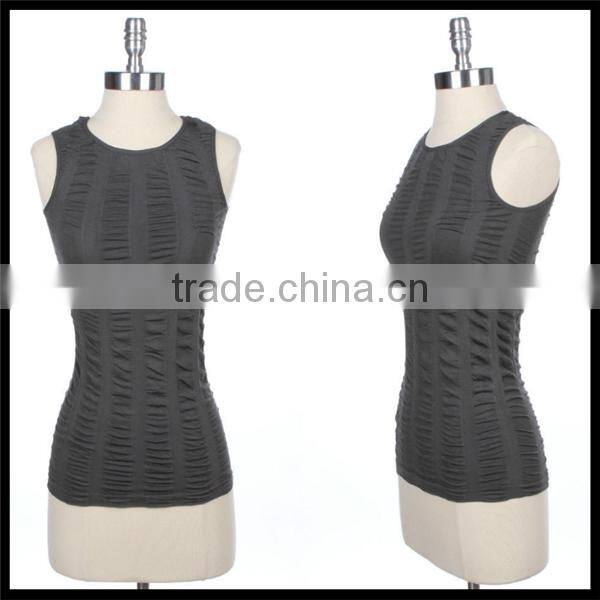 Women's Seamless Sleeveless Ruched Tank Top Stretch Spandex Regular Back brown color