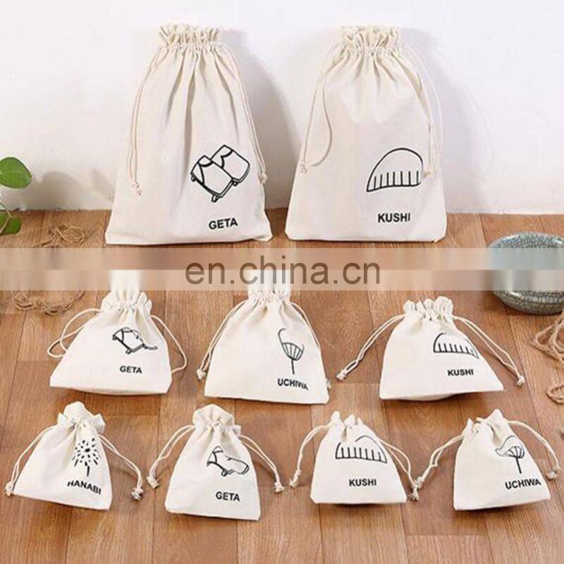 Customer White Printed Wholesale Drawstring Canvas Shoe Bag