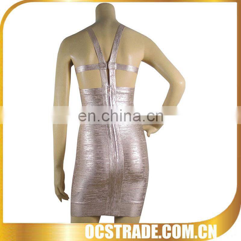 2014 hot selling cut out gold pink bandage dress sexy camo dress