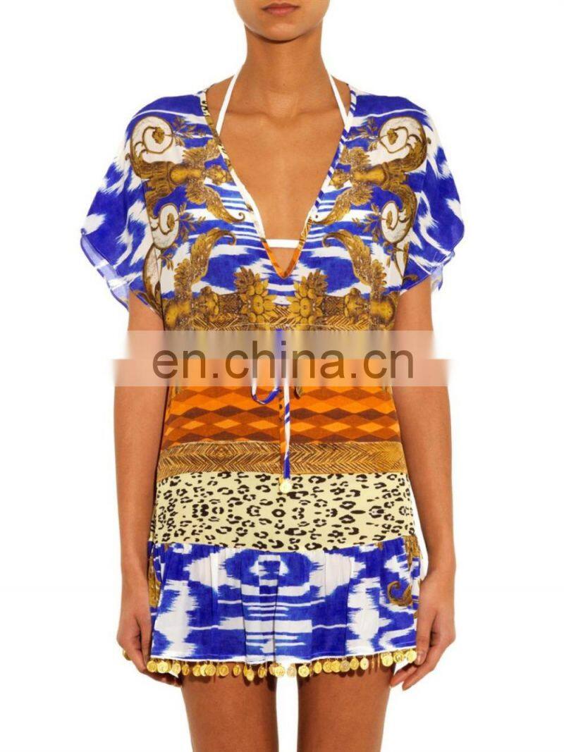 High quality sheer chiffon blouson beachwear swimwear cover-up beach dress
