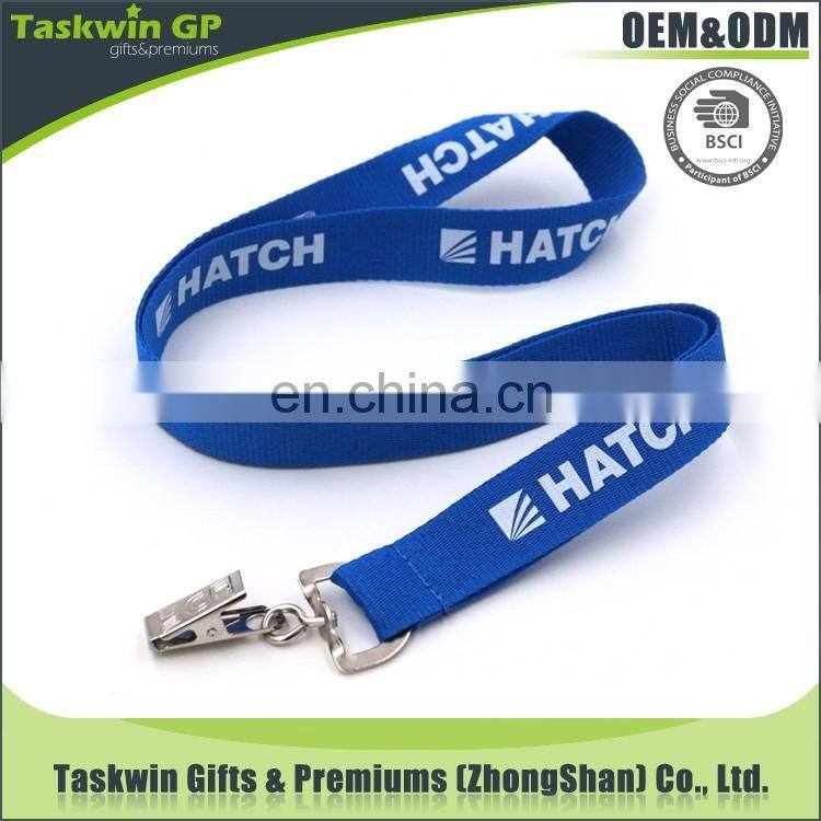 New arrival custom cheap printed polyester blue lanyards no minimum order
