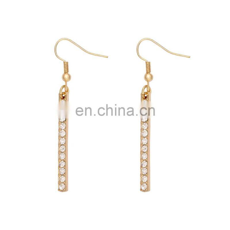 Gold jewelry white rhinestone fashion design hanging earrings