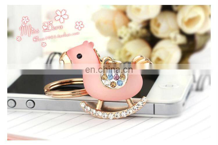 fashion luxury diamond keychains small rocking horse shaped keychain CD-KD025