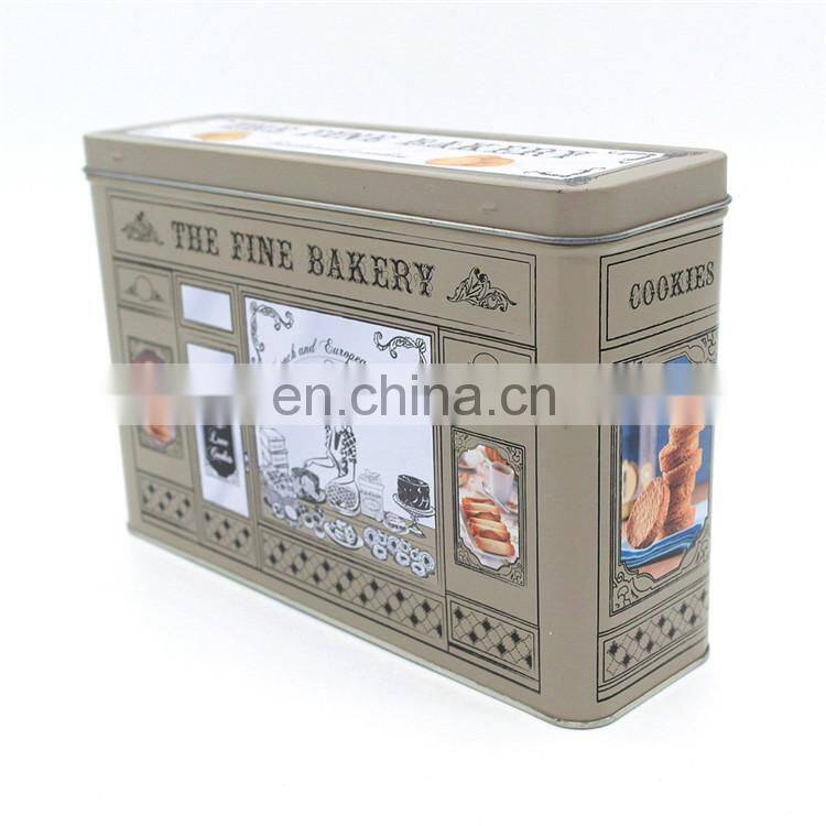 2015 new style rectangular biscuit tin containers with oem custom design