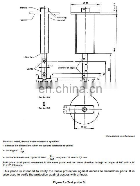 iec60884 jointed test finger probe B