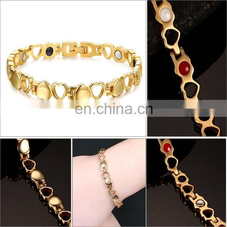 Heart style arthritis bangle adjustable titanium magnetic bracelet for women