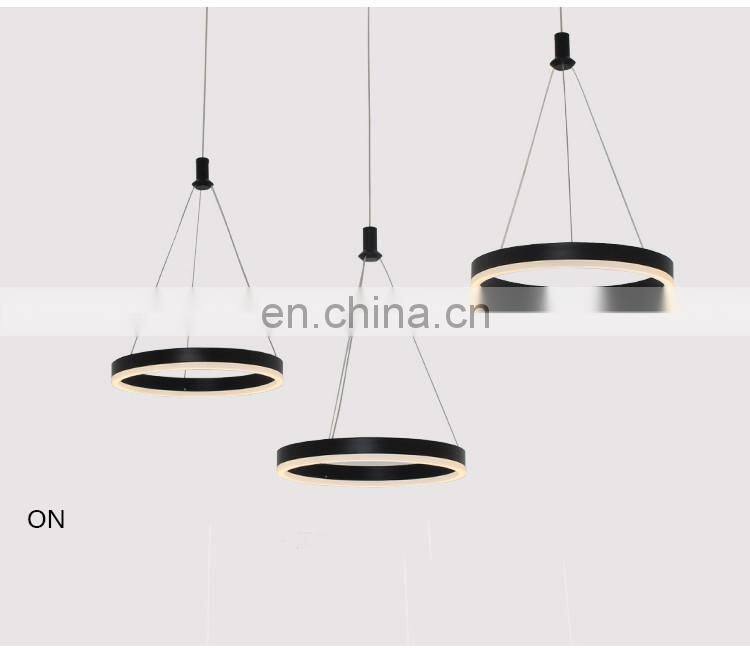 Restaurant chandelier three head simple modern restaurant lamp creative art LED strip dining room lamp black table lamp