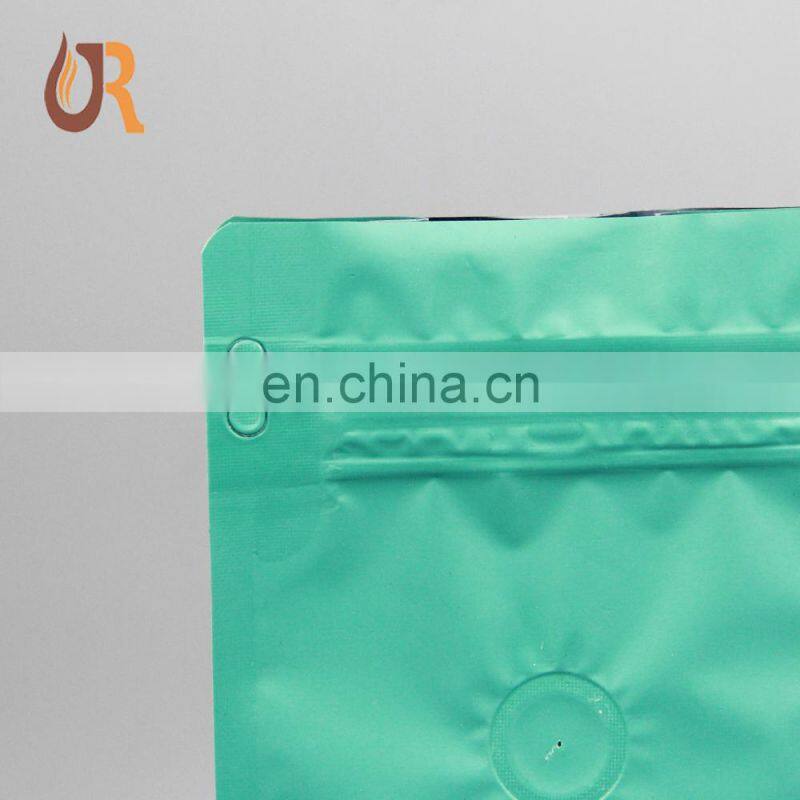 Laminated aluminum foil zip lock bag stand up pouch /matt white foil pouch /zip lock coffee bag with degassing valve