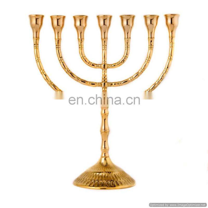 tall silver metal candle menorah