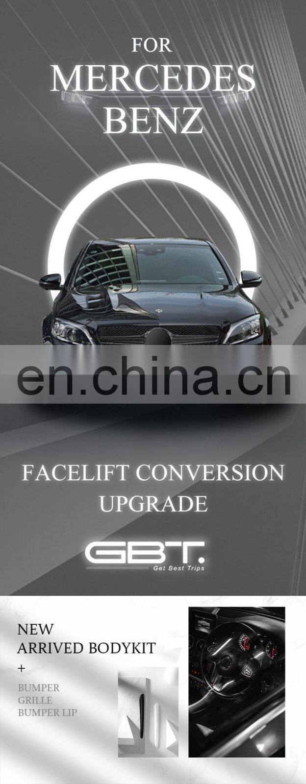 GBT drop shipping car body kits mercedes c63 amg w205 facelift Modified restyle for mercedes benz c class w205 amg bodykit