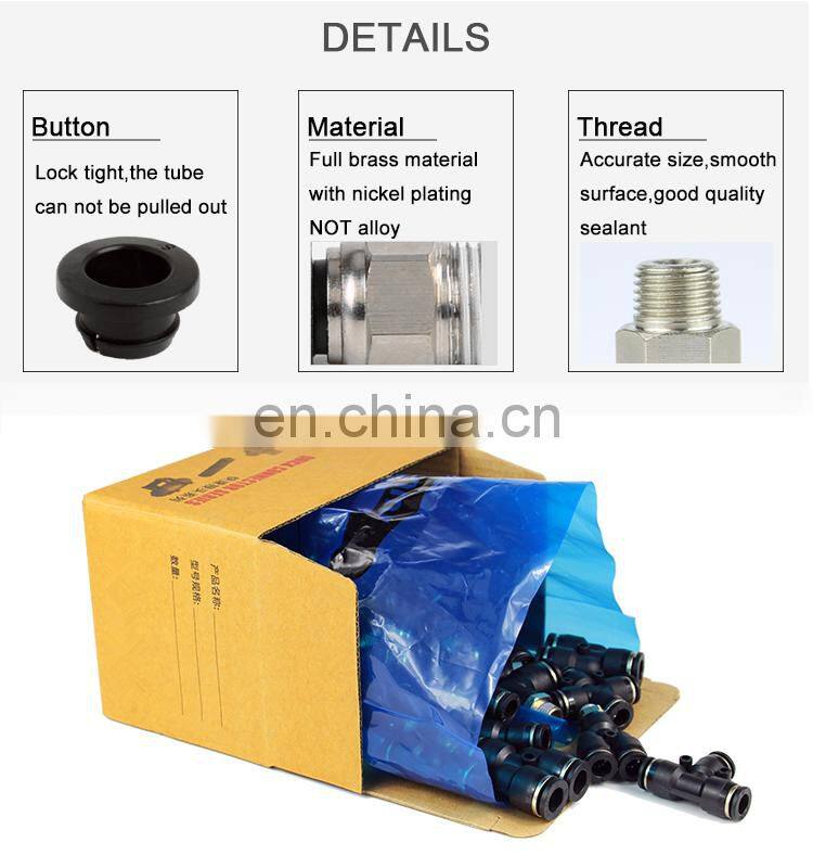 PM bulkhead union Pneumatic Plastic and Brass Straight Fitting Round Air Tube Connector