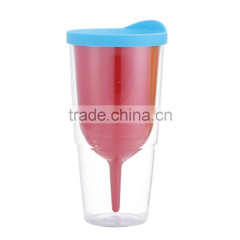 Hot Sale Double wall plastic wine mug with novel disgn