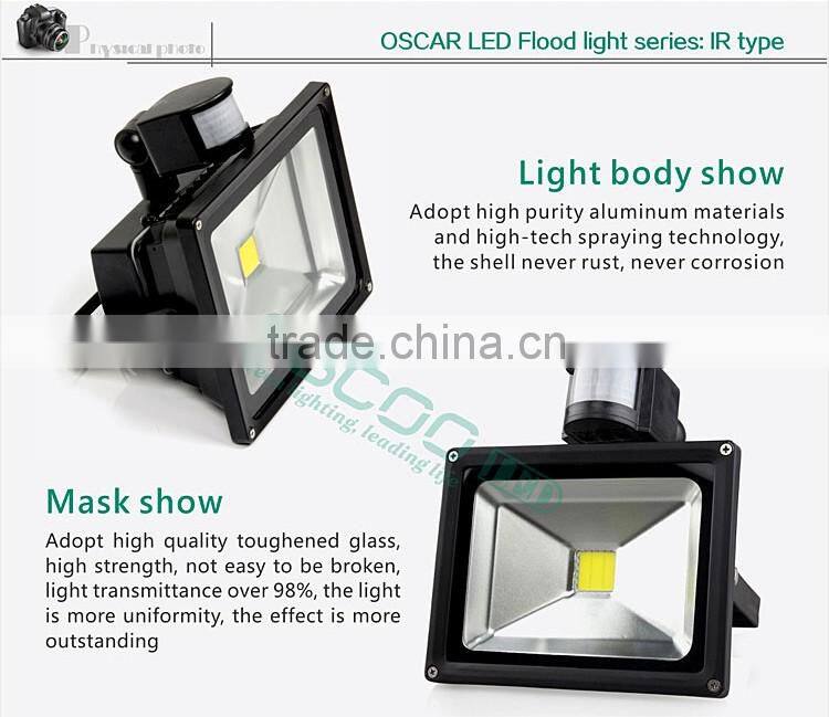 IP66 50w IR motion detector LED flood light motion sensor COB LED flood light with CE ROHS