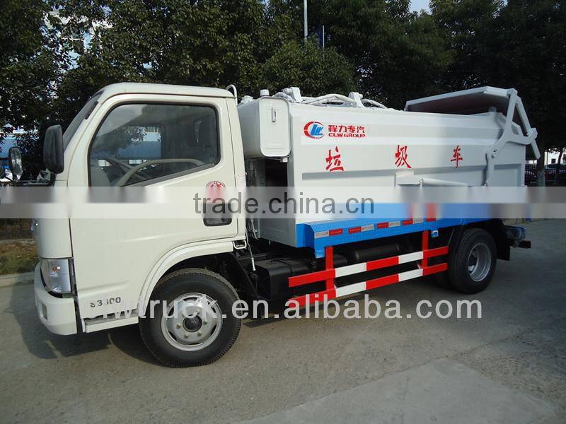 Dongfeng 4000L 4x2 compactor garbage truck with bin lifter