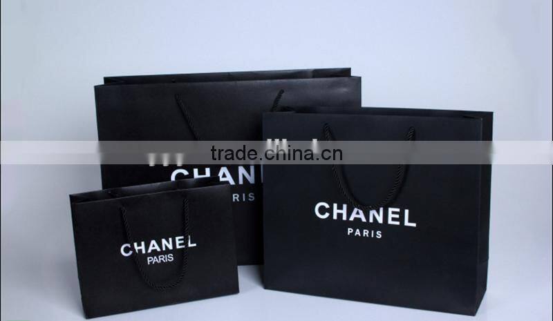 products new logo decoration elegant black handle paper bag for luxury shop promotion