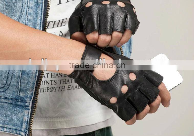 Men's black goatskin thunderbolt leather gloves
