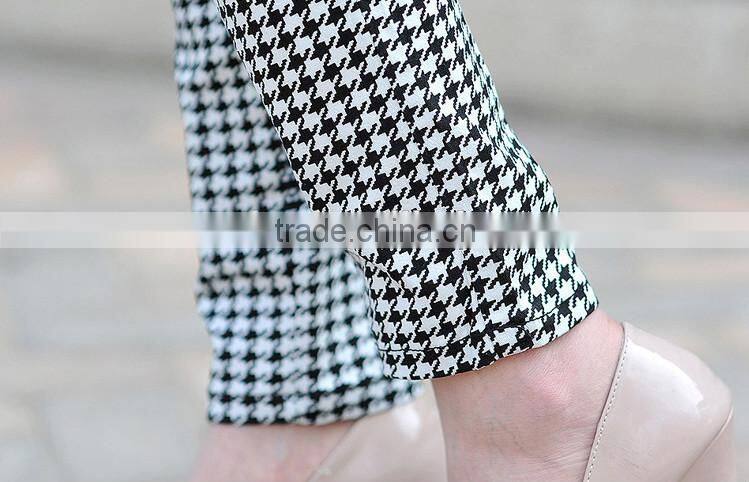 OEM Fashion Four Pockets Women's Check Pants Trousers