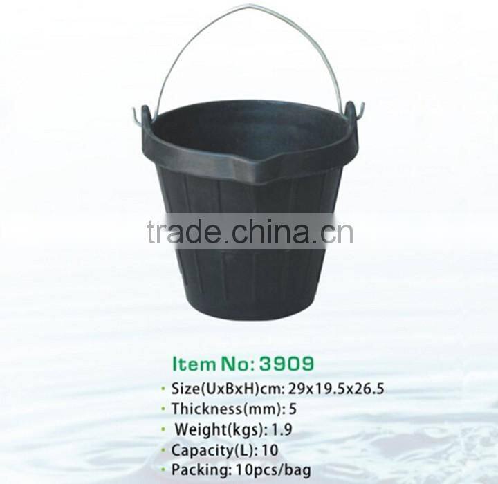 contruction rubber bucket,strong rubber pail with lip