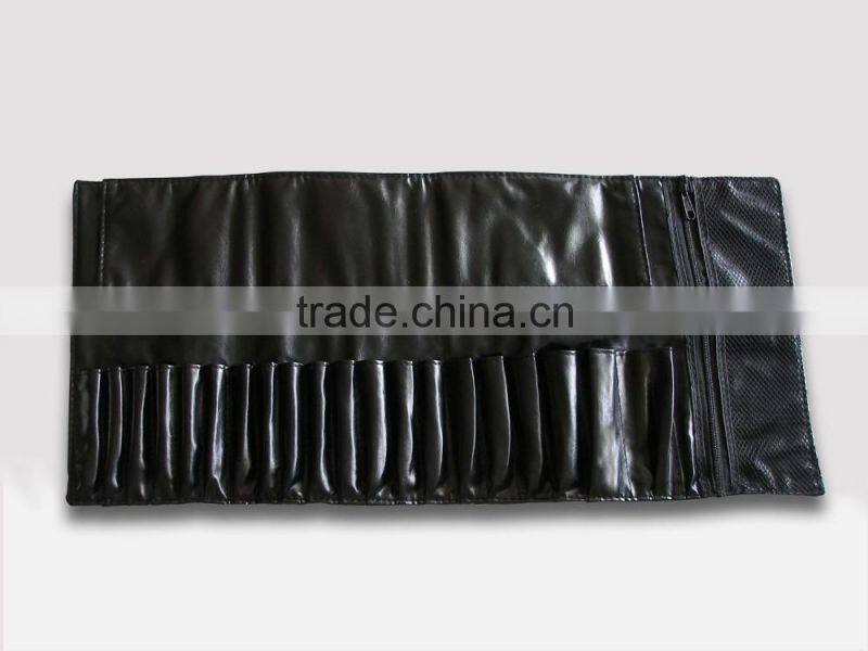 20 slots beauty black faux leather cosmetic brush makeup bag case holder roll
