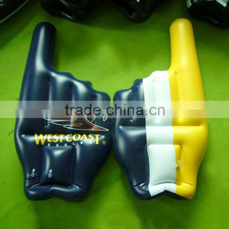 PVC inflatable big hand with logo printed aduited supplier