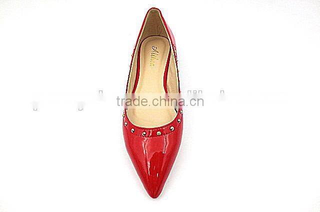 new style fashion pointed toe flat shoes with small rivet