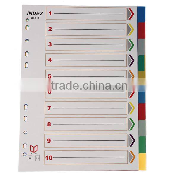 Wholesale A4 10 and 12 Pages PP Index Divider, Office Stationery 11 Hole Loose-leaf File