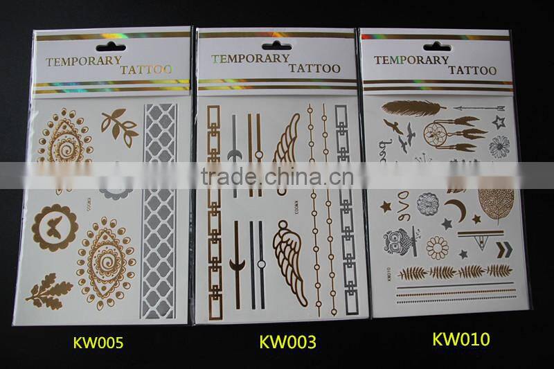 2015 arabic tattoos/metallic tattoo ink tattoo/flash tattoo/jewelry temporary tattoo in stock