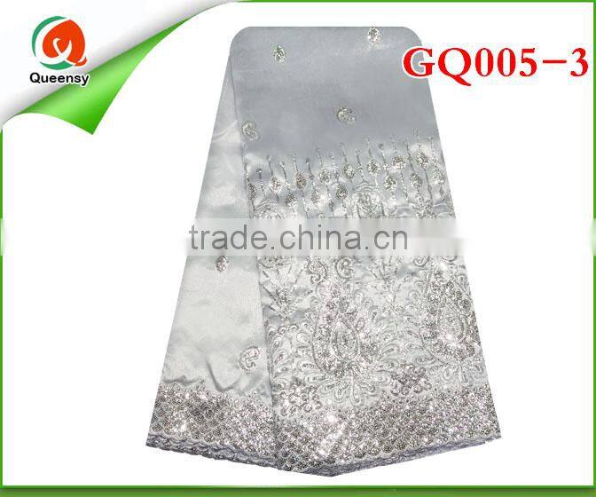 GQ005-3Latest design raw silk embroidery African Georgegeorge fabric