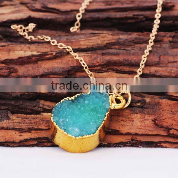 New Trendy Gold Chain Natural Crystal Stone Necklaces for Women
