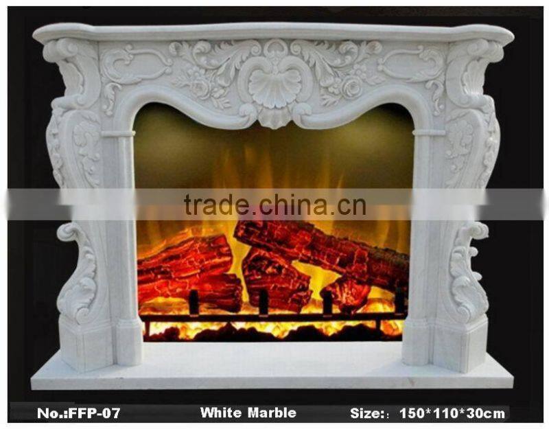 Modern Freestanding Carved Marble Fireplace