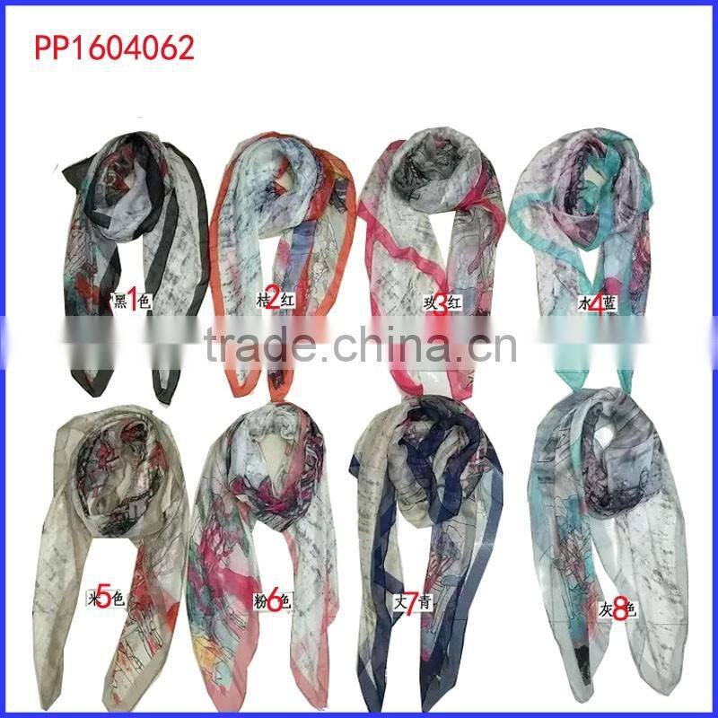 Wholesale leopard chiffon cashew nuts printing chiffon hijab scarf
