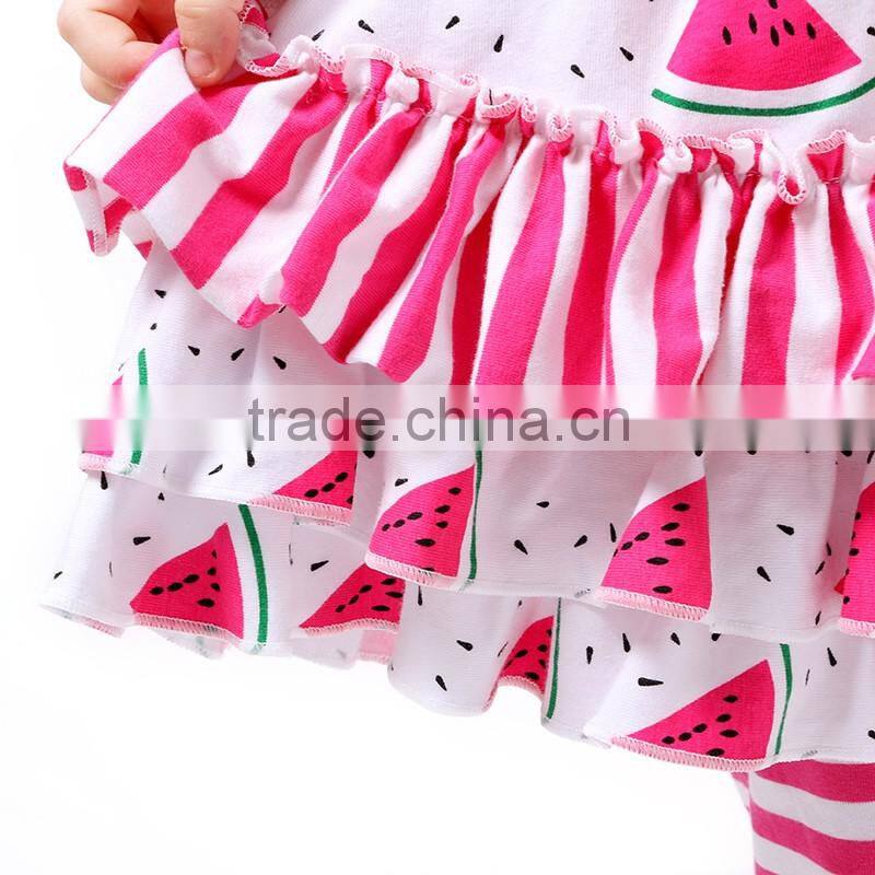 Beautiful children multi-colors ruffle watermelon print persnickety clothing set girls boutique tops