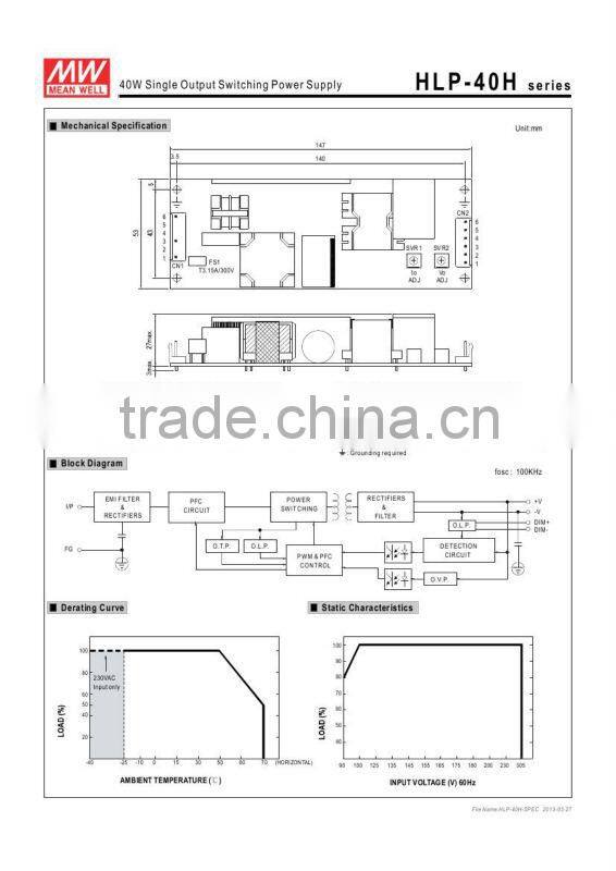 meanwell 40W single output swithching power supply