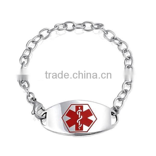 custom engrave id blank metal charm stainless steel bracelet