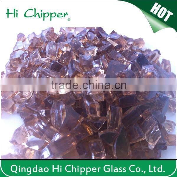 Blue tempered glass chips with mirror reflection for fireplace