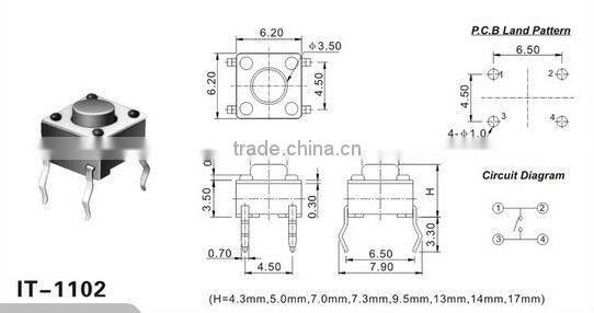 6*6 Tact switch &Miniature Type Digital Camera Push bottom Tact Switch