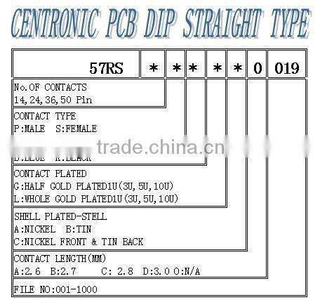 24 Way Centronic Connector PCB DIP Straight DDK Ribbon Connector