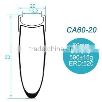 CarbonBikeKits High quality 60mm carbon alloy clincher rims CA60-20