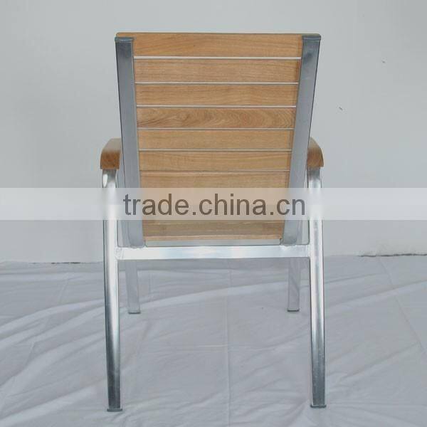 garden furniture outdoor restaurant wooden recliner aluminum dining chair YC016