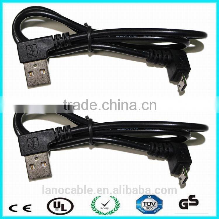 Custom right angle 24awg 2c usb charging cable