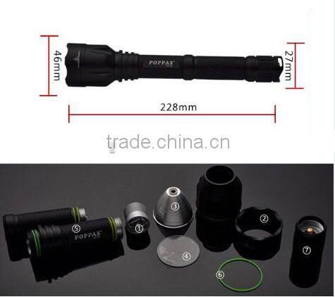 F2 IPX7 Waterproofing XM-L T6 LED 18650 Battery aluminum defend led rechargeable super bright led light