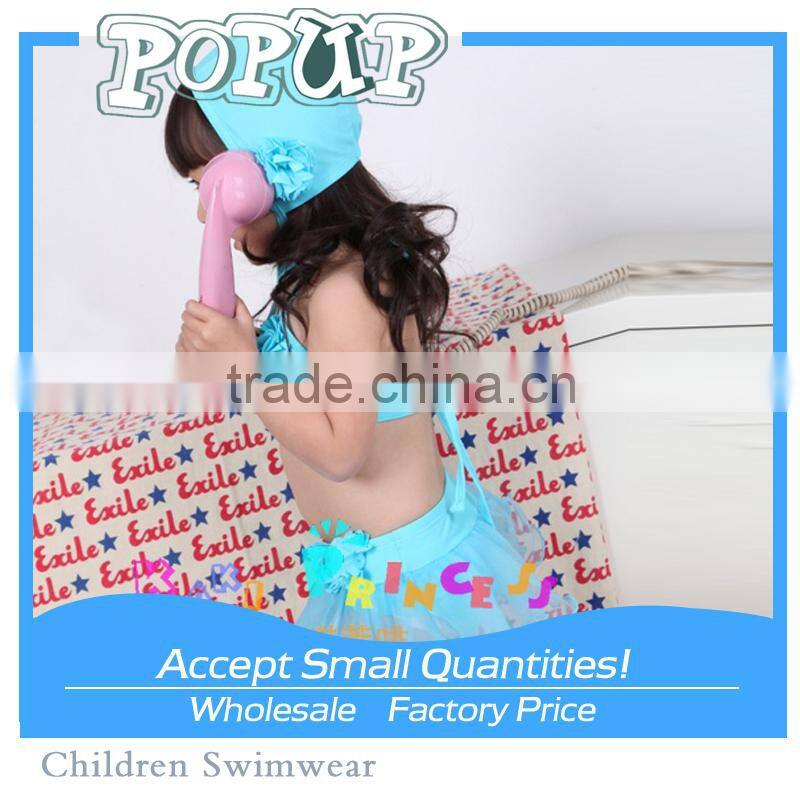 2015 Latest Fashion Six Blue Flower Tops Sling Bikini Beachwear For Sexy Baby