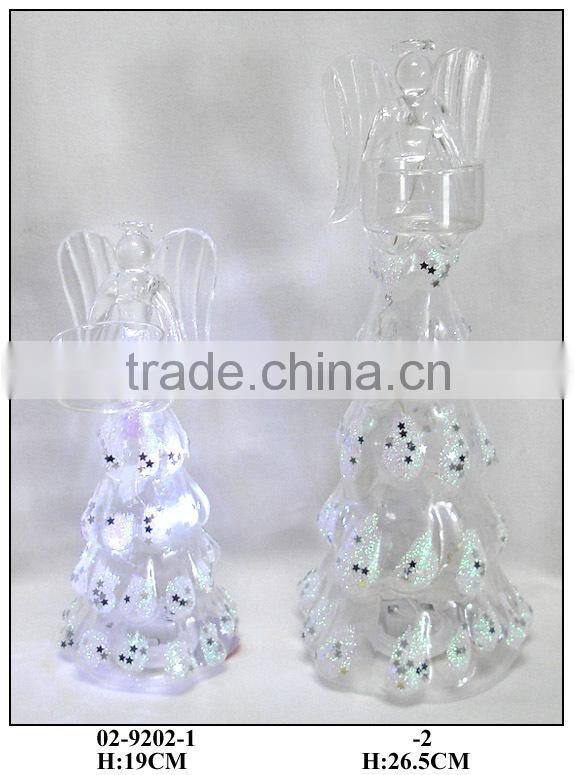 Hand Painted Glass Angel Candle Holder with LED Light